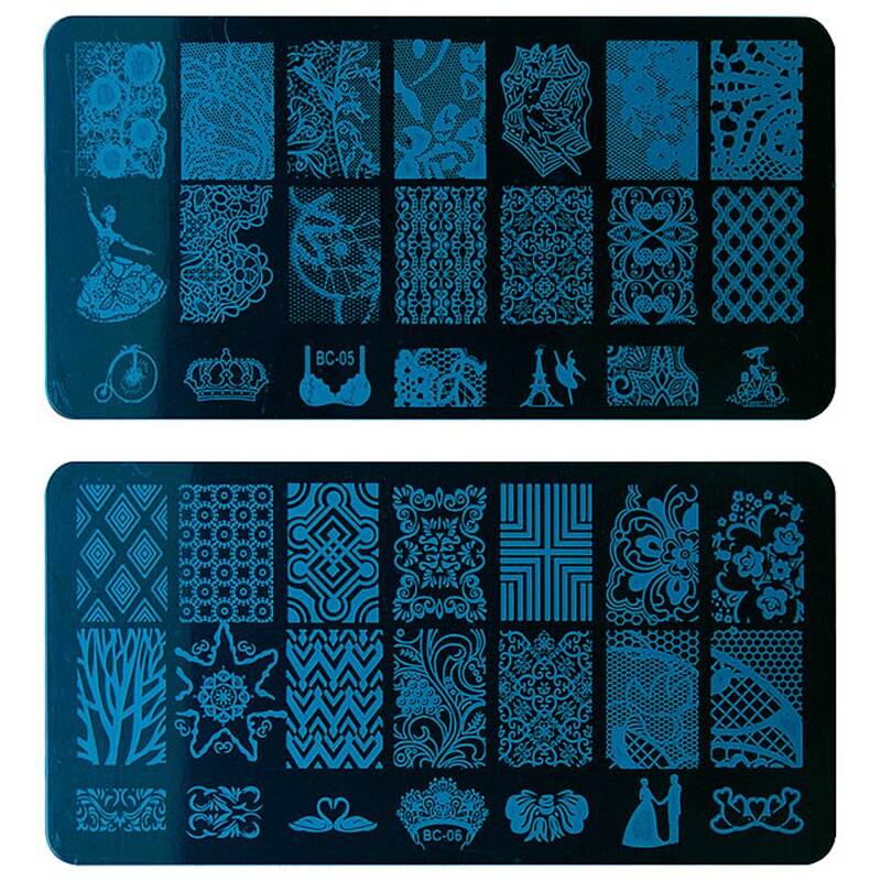 2 Stuks Schoonheid Bloem Kant Patroon Nail Art Stamping Plates Nail Decoratie Stempel Plaat Gereedschappen BC0506