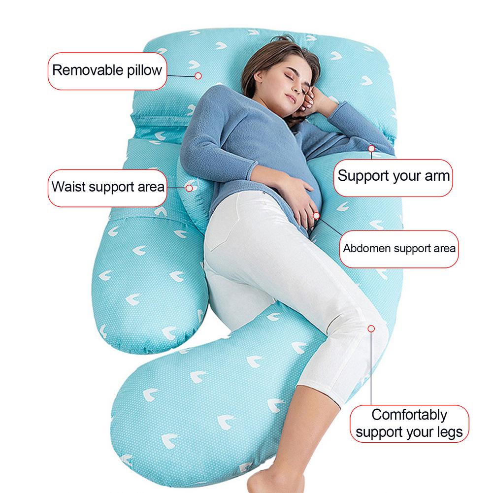 Multifunctional Cotton Maternity U-shaped Oversized Pillow Soft Removable Cover Pregnant Women Side Sleeping Full Body Pillow