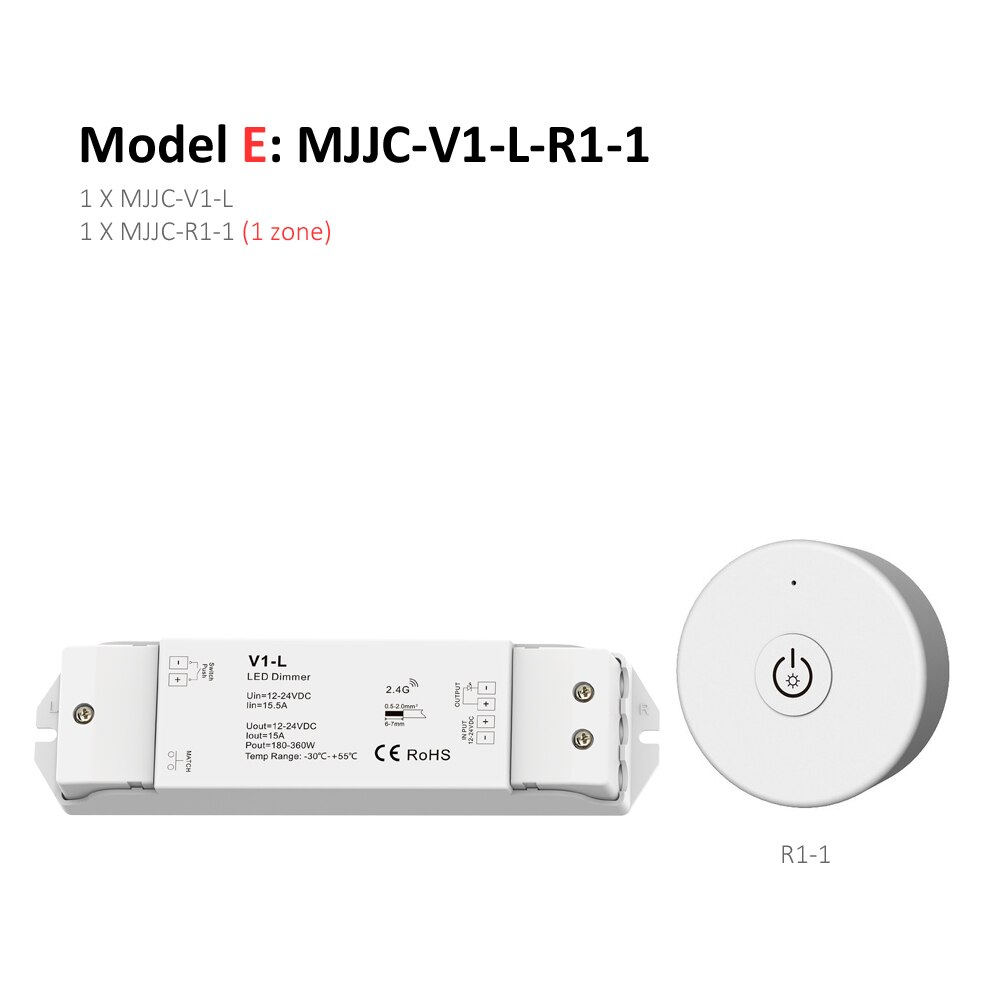 LED Dimmer 12v 24v 1CH 15A DC PWM 2.4G Wireless Smart Wifi Wall Touch Single Color LED Strip Light Dimmer Controller Switch V1-L: V1-L-R1-1