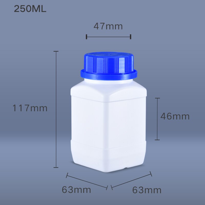 250ML/500ML/1000ML Empty HDPE Bottle with Inner Lid Food Grade Square Plastic Container for Liquid Lotion: 250ml white