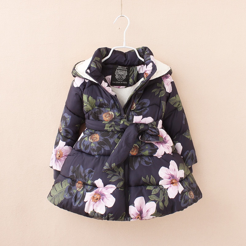 Meisjes Jassen Jassen Voor Meisjes Kids Jassen Bloemen Gedrukt Parka Jassen Fleece Warm Kinderen Hooded Dikke Jassen