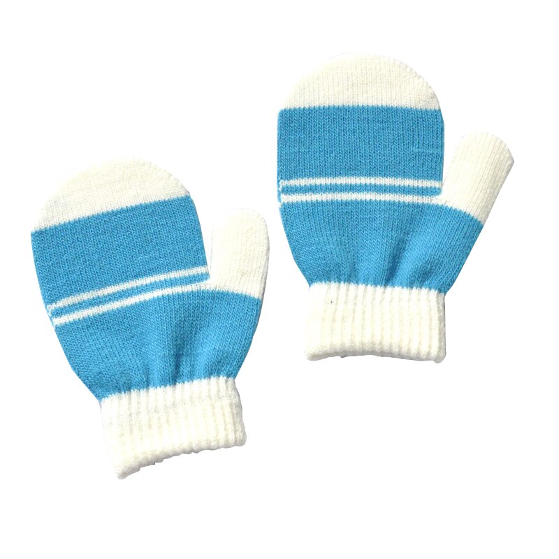 Crianças com idade de 1-4 anos, meninos e meninas envolto em luvas jardim de infância crianças inverno quente luvas de malha: White and Blue lake