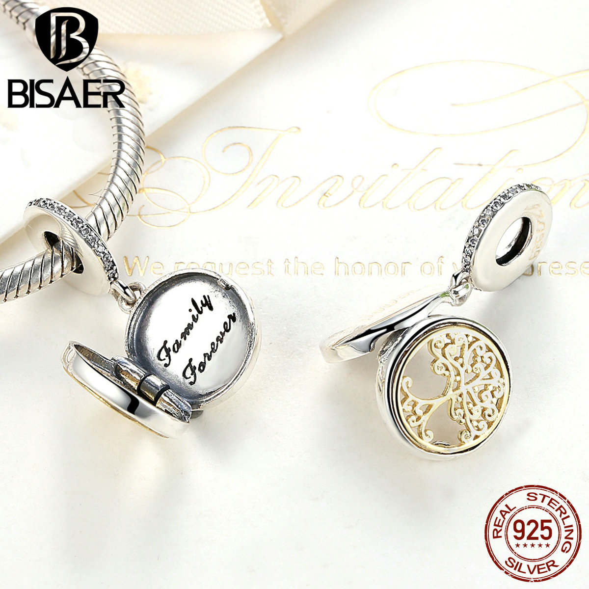 Echtes 925 Sterling Silber Familie Für Immer Baum des Lebens Silber Baumeln Anhänger Charme passen Original Pfanne Charme Armbinde Schmuck