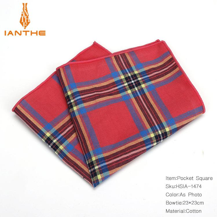 Casual mannen 100% Katoen Zakdoeken Geweven Plaid Pocket Vierkante Mannelijke Bruiloft Zakdoek Handdoeken Hanky Corbatas: IA1474