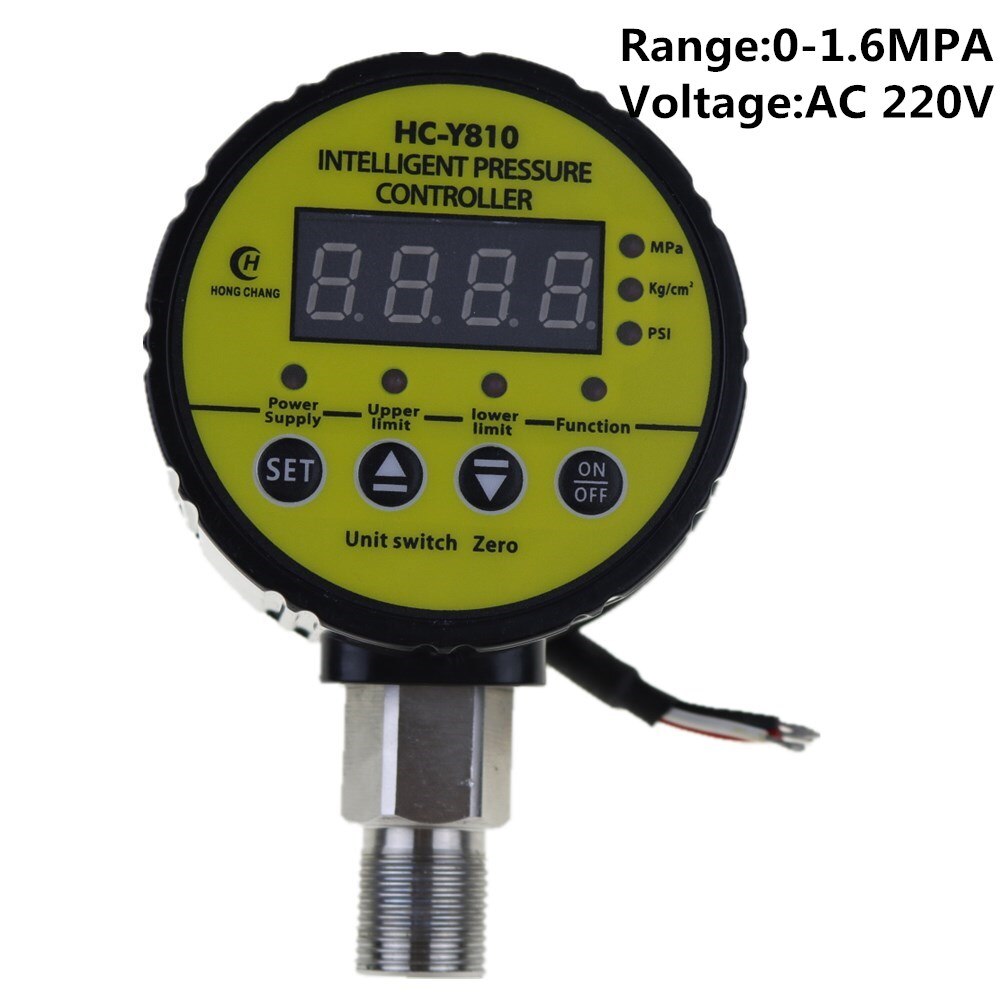AC220V Air Compressor Pressure Switch Digital 0-1.6MPA M20 x 1.5 Pressure Gauge Relay output