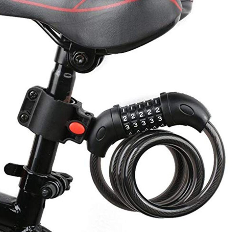 Fietsslot 5 Cijferige Code Combinatie Fiets Security Lock 1200 Mm X 12 Mm Stalen Kabel Spiraal Fietsen Fiets lock