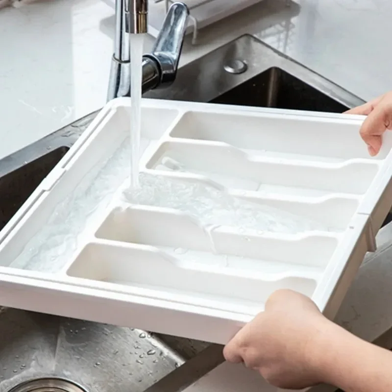 Expandable Cutlery Drawer Organizer, Adjustable Kitchen Utensil Tray Set, Compartment Flatware Storage Divider
