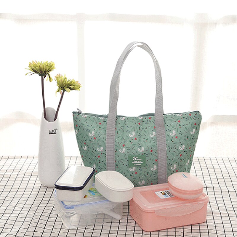 Bloemen Printing Thermische Geïsoleerde Lunch Tas Voor Vrouwen Meisjes Draagbare Carry Tote Koeler Lunchbox Geïsoleerde Tas