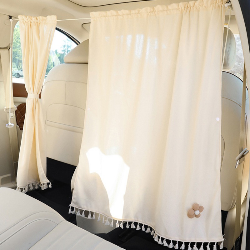 Gardiner i bil, gardiner med innsynssperre foran og bak, delte push-pull-gardiner, solskjerming, gardiner mot peek-up