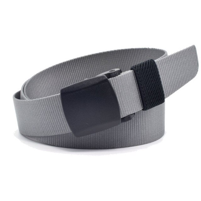 Beste ybt kinder canvas riem plastic gladde gesp riem tieners anti-allergie studenten vrije tijd buitensport training riem: F grijs / 90cm