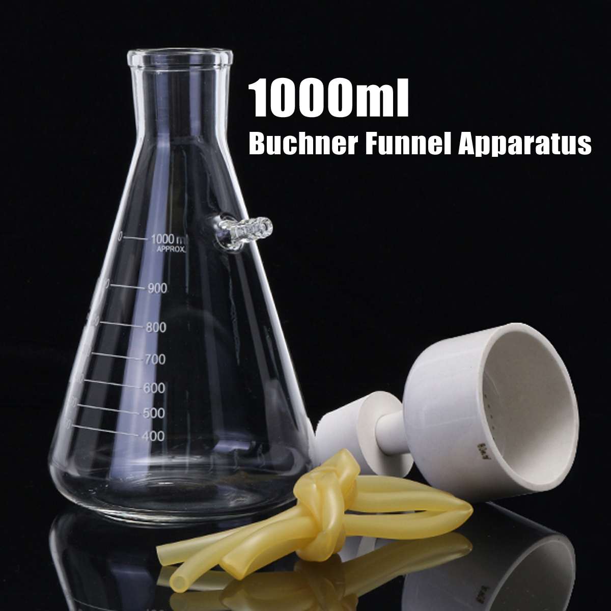 1000mL Filteration Buchner Funnel Kit Vacuum Suction Glass Flask Apparatus