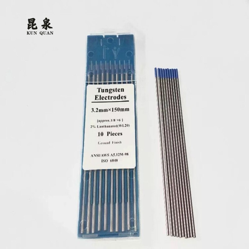 Venta de fábrica directamente electrodo de tungsteno WL20 para soldadura tig azul cielo o de cabeza de oro 10 unids/pack