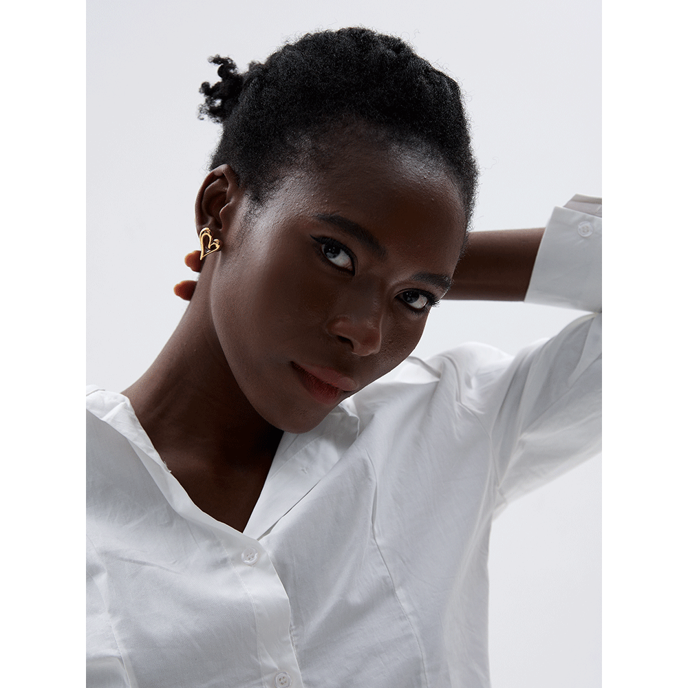 Yhpup Orecchini a bottone vuoti con cuore in acciaio inossidabile 316l Prevengono le allergie Gioielli di moda quotidiani alla moda romantici per le donne Regalo