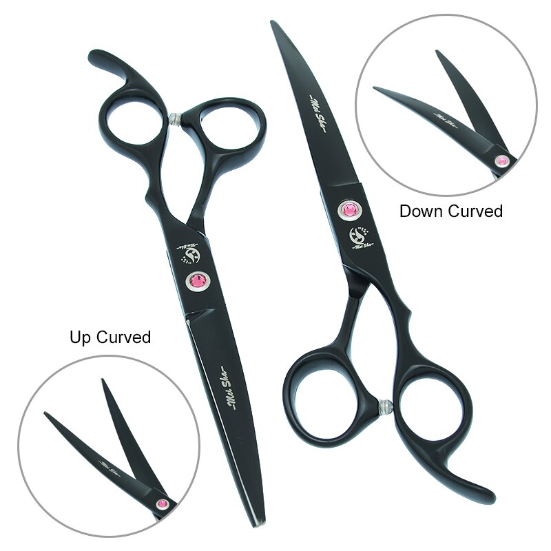 7.0" Japanese Steel Dog Grooming Scissors Curved Cutting Shears 40% Cut Rate Thinning Tesouras Pet Suppliers B0033A