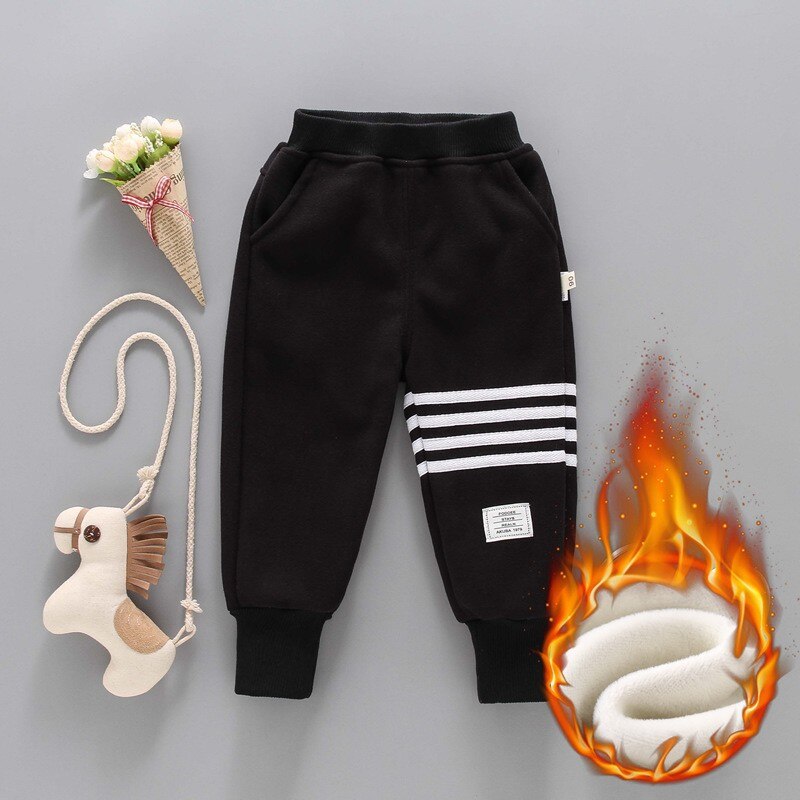 Boy Winter Trousers Children Striped Running Sweatpant Autumn Kids Toddler Casual Sport Pants For Boys Clothes 2 3 4 5 6 7 Year: black / 5T(120)