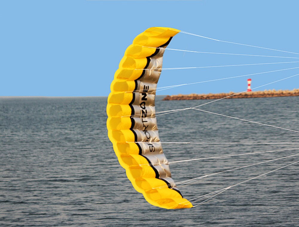 Utomhussporter 2.5m kraftfull mjuk drake dubbel linje stunt parafoil drake med handtag 30m rad barn vuxna utomhus strand gräsmark kul