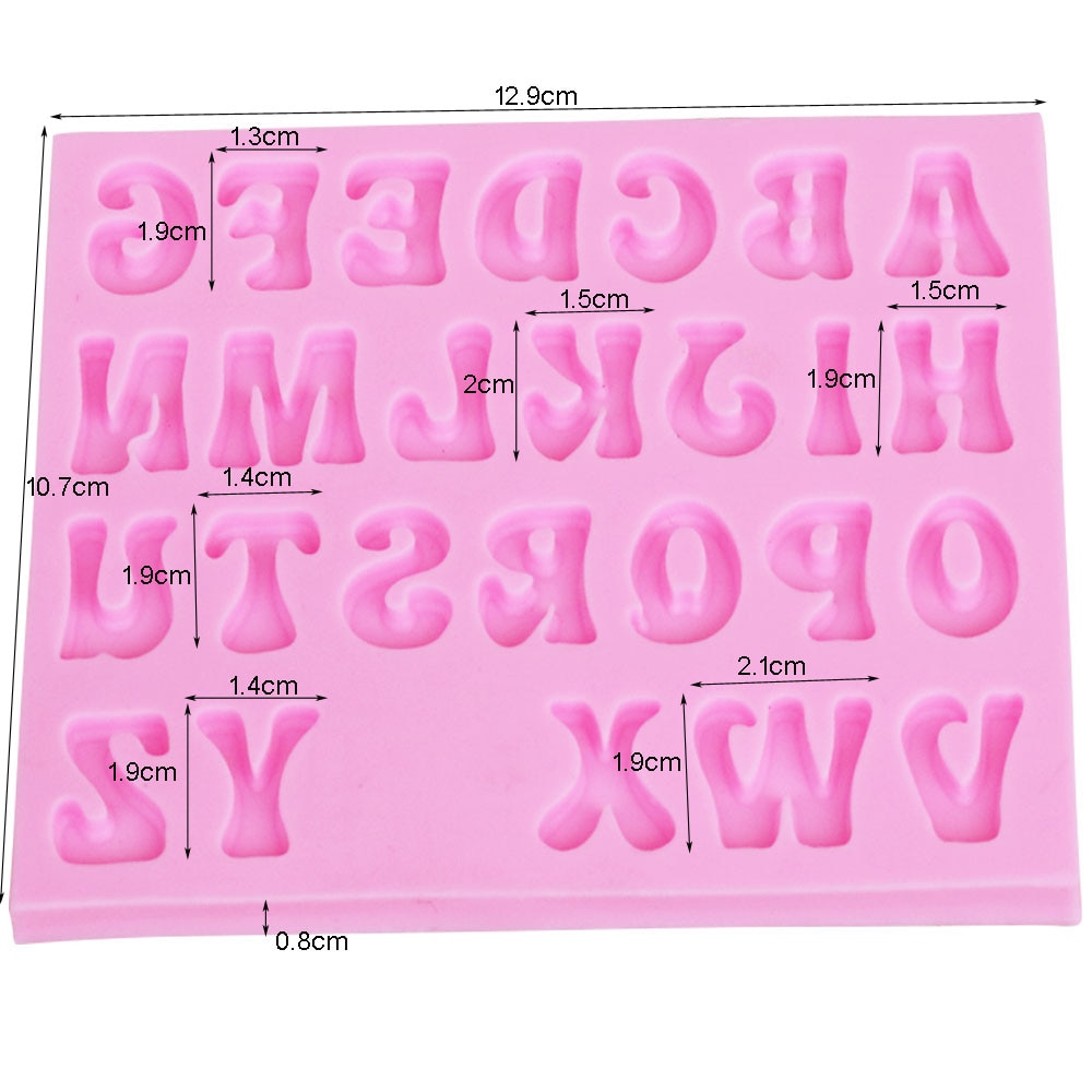 M948 molde de silicona con letras originales del alfabeto, utensilios para decoración de tortas con Fondant, pasta de goma, moldes de caramelo de arcilla y Chocolate