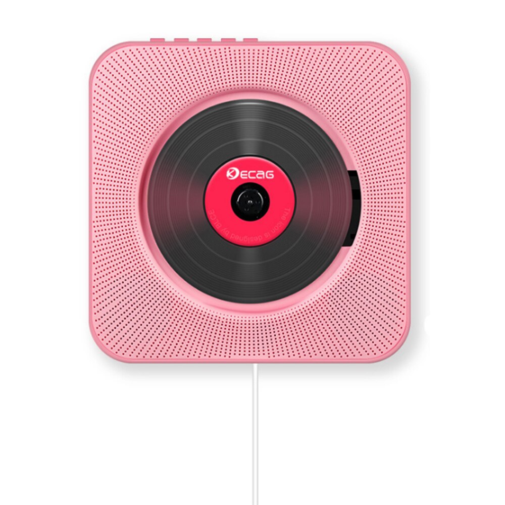 Reproductor de CD montado en la pared, Radio FM, Bluetooth, USB, reproductor de música portátil, Control remoto, altavoz estéreo para el hogar: Rosa