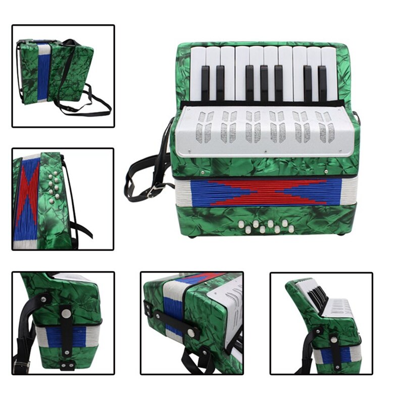 17 Key Mini Accordion Educational Musicalinstrument for Both Kids adult Green