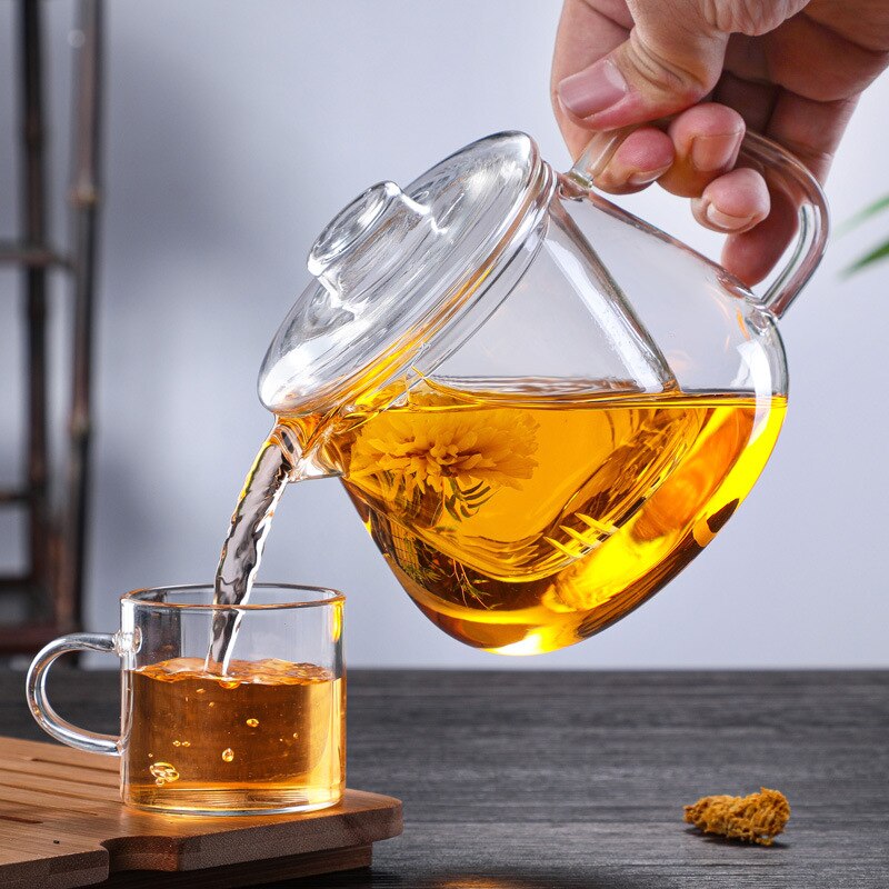Chá de vidro infusor bule de chá resistente ao calor chinês kung fu conjunto de chá puer chaleira cafeteira vidro escritório bule 500ml