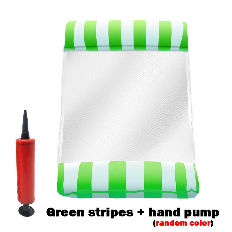 Pvc zomer opblaasbare opvouwbare rij zwembad water hangmat luchtbedden bed strand watersport ligstoel stoel: Groene streep 9