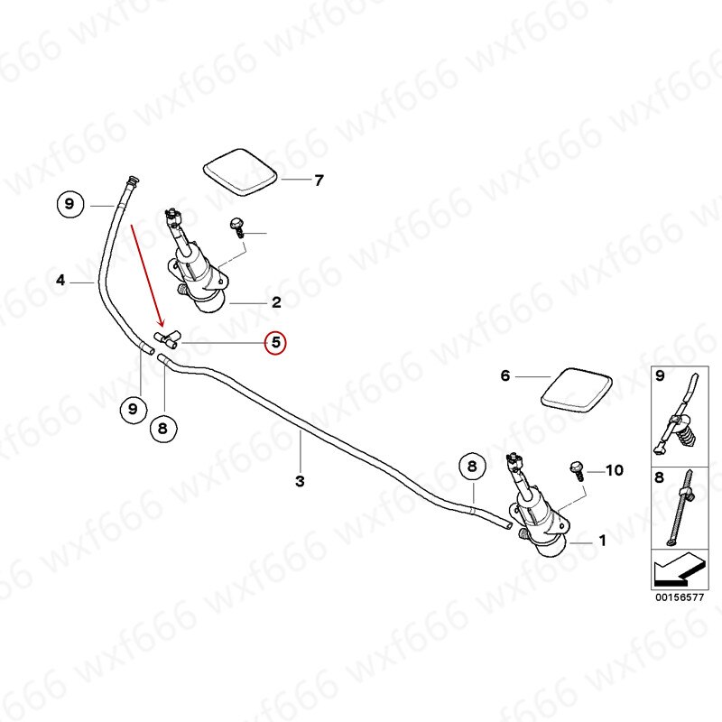 Headlight spray pipe joint Three-way interface Suitable for E71 3.0 4.0b mw4.5 Sub-accessory Tee Sprinkler pipe joint