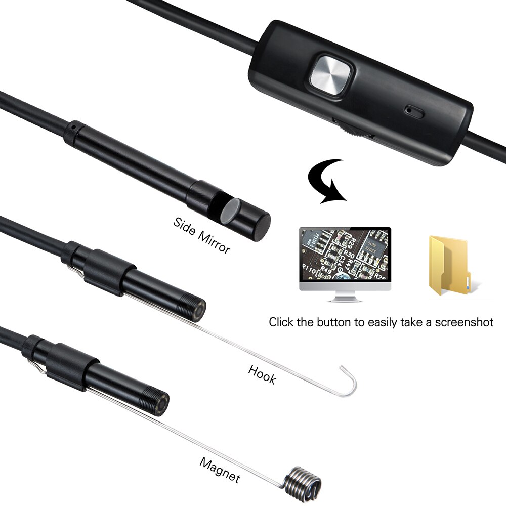 Cámara endoscópica USB para teléfonos Android, boroscopio de inspección con lente de 1/2/1, 5M, 7mm, impermeable, tubo de serpiente de alambre, Compatible con OTG