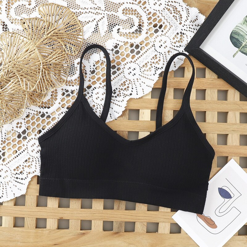 Women Wireless Padded Tube Top One-piece Solid Color Bralette Backless Nonadjusted Straps Crop Top 2022: black