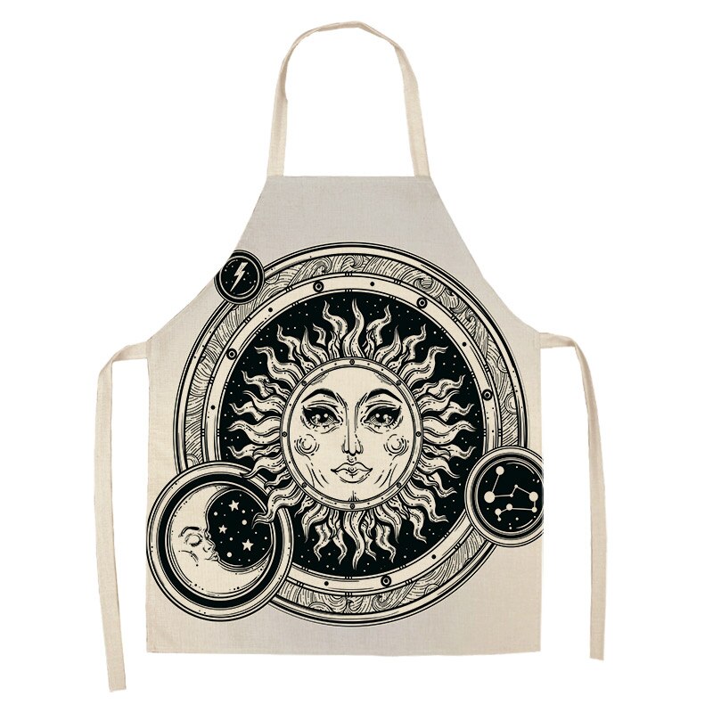 1Pcs Ramadan Pattern Cotton Linen Kitchen Aprons for Woman and Man Home Cooking Baking Shop Cleaning Accessory 53*65cm DD1001: G