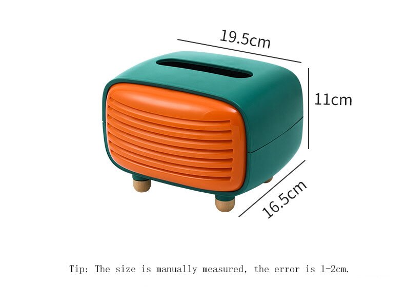 Boîte à mouchoirs de bureau, modèle Radio rétro, Vintage, distributeur de mouchoirs, rangement de serviettes, organisateur d&#39;ornement artisanal: Style B Orange