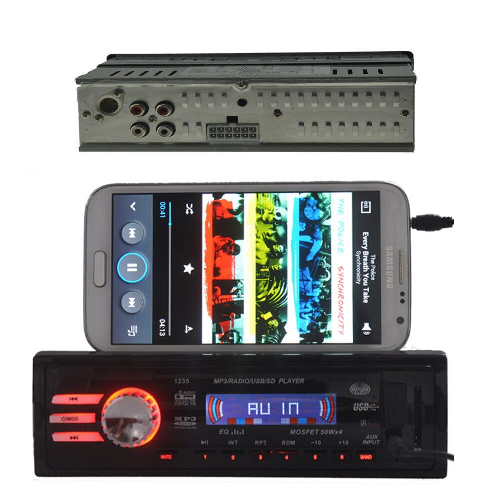 12V Car Audio Car Radio Car Stereo Mp3 Player SD USB Drive 1 Din In-Dash FM Transmitter Remote Control 1042A LED Screen