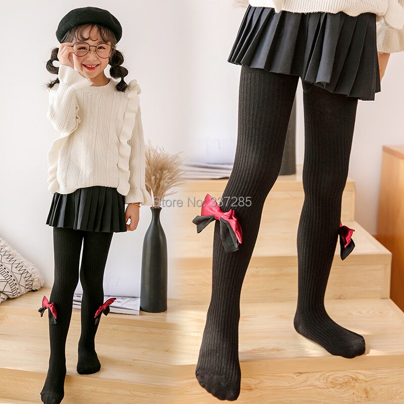 Collant colorati in cotone con fiocco grande per bambina collant per neonato autunno inverno collant lavorati a maglia a strisce principessa carino per bambini bambini