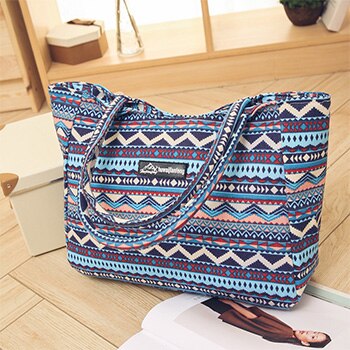 Mara Traum Damen Einzel Schulter Strand Taschen Wasserdichte Leinwand Zipper Faltbare Floral Gedruckt Stirp Einkaufstasche Tote Frauen: Style  6