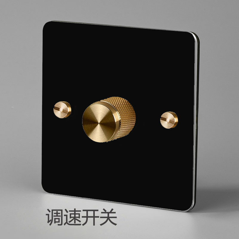 Household Type 86 Concealed Wall Switch Black Metal Copper Lever Panel Industrial Style Retro Stainless Steel Panel Switch: Champagne