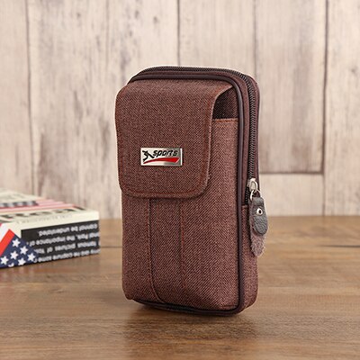 Bisi goro multi-função telefone moeda pequena cintura saco usar cinto bolso ao ar livre porta tarjetas heren resistente ao desgaste bolsa: Brown vertical 306-1