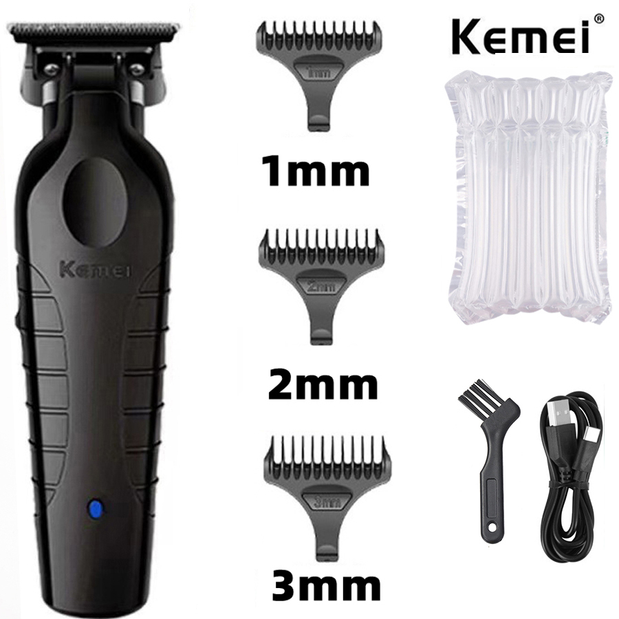 Kemei 2299 Barber Akku-Haarschneider 0 mm Zero Gapped Carving Clipper Detailer Professionelle elektrische Finish-Schneidemaschine: Black