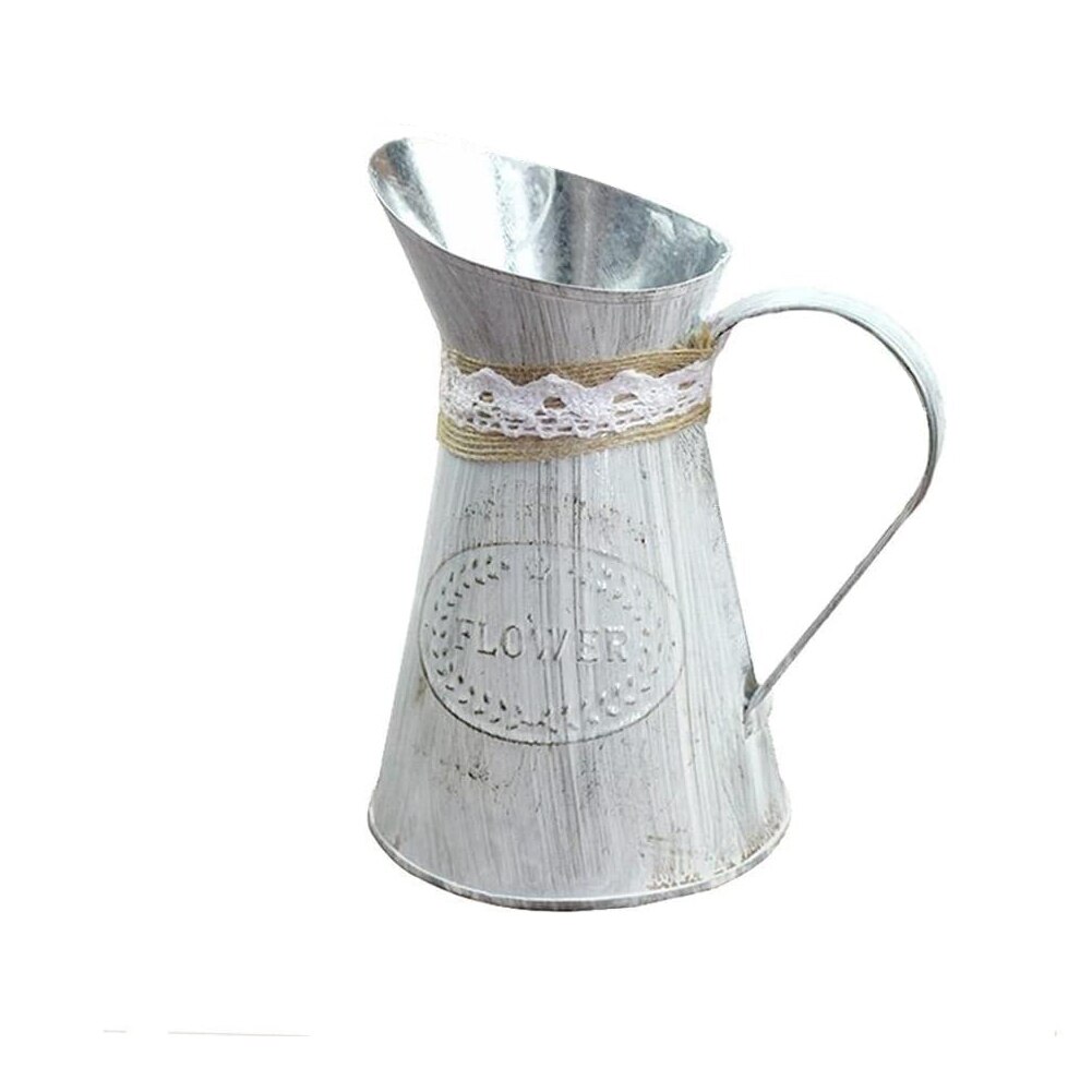 Cubo de hojalata Vintage, florero de hierro, jarrones de Metal Retro Para el hogar, oficina, , Festival, decoración de estilo campestre forjado: Plata