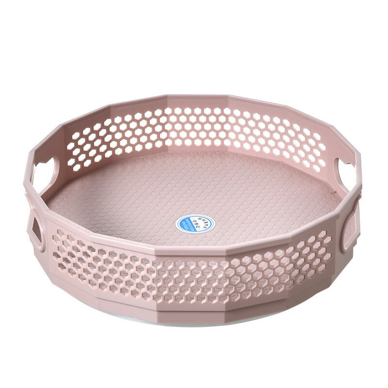 Estante de almacenamiento giratorio de 360 ° para condimentos de cocina, caja de almacenamiento de grandes almacenes, armario de cocina, suministros de baño: Pink  L