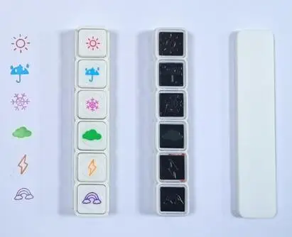 Sellos de almohadilla de tinta de prensa para niños, sellos de recompensa de tinta automática Kawaii, sello para incentivar, manualidades, papelería coreana, suministros de oficina, 6 diseños: Morado