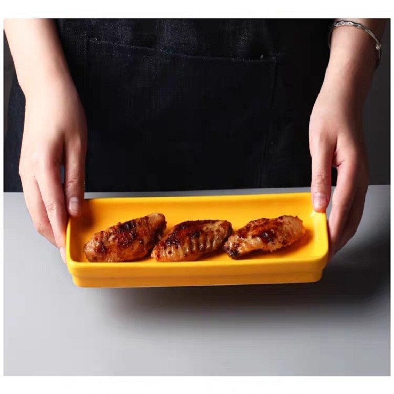 Ceramic Storage Tray Rectangle Fruit Salad Dessert Plate Dinnerware Nordic Snack Storage Tray Kitchenware Organization Container