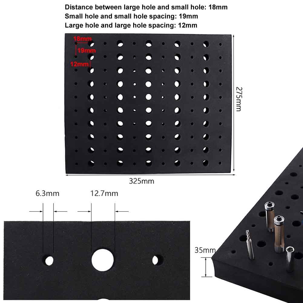110 Holes Tools Storage Shockproof Workshop Router Bit Tray Durable Hard Foam Milling Cutters Save Space Tool Organizer