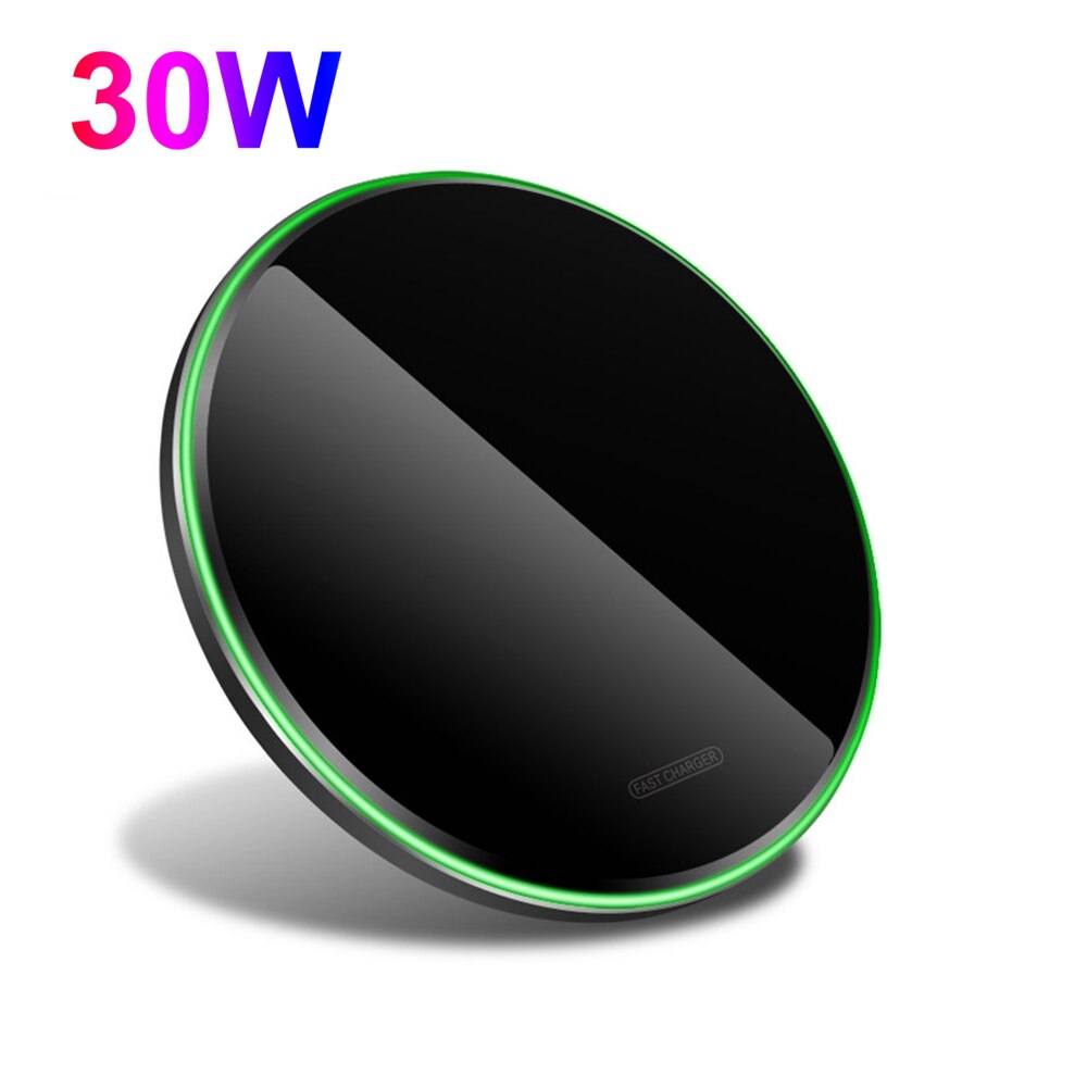 Fdgao 30W Qi Draadloze Oplader Snel Opladen Pad Inductie Quick Charge Voor Iphone 12 11 Xs Xr X 8 airpods Pro Samsung S21 S20 S9: 30W Black