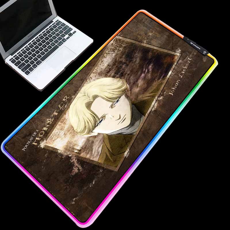 Mairuige RGB Computer Gaming Mouse Pad Large LED Cold Light USB Link Johan Liebert Monster Thickened Keyboard Pad: 40X90CM / Thickness 4MM