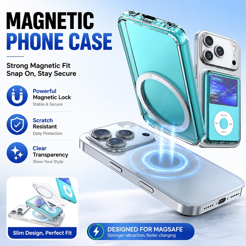 Capa Magnética TPU para INNIOASIS Y1 com Suporte Magsafe, Capa Magnética Ultrafina Transparente e Macia, Capa Portátil para MP3 Player