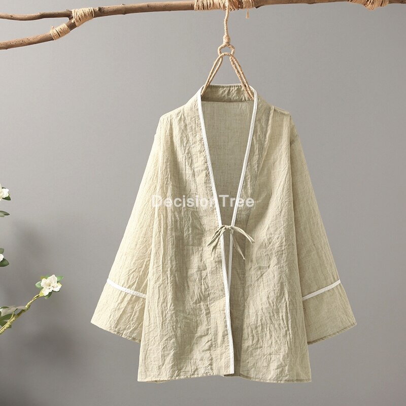 Cardigan kimono à demi-manches pour femmes, chemisier , qiapo chinois, hauts chinois vintage, vêtements hanfu,: color5