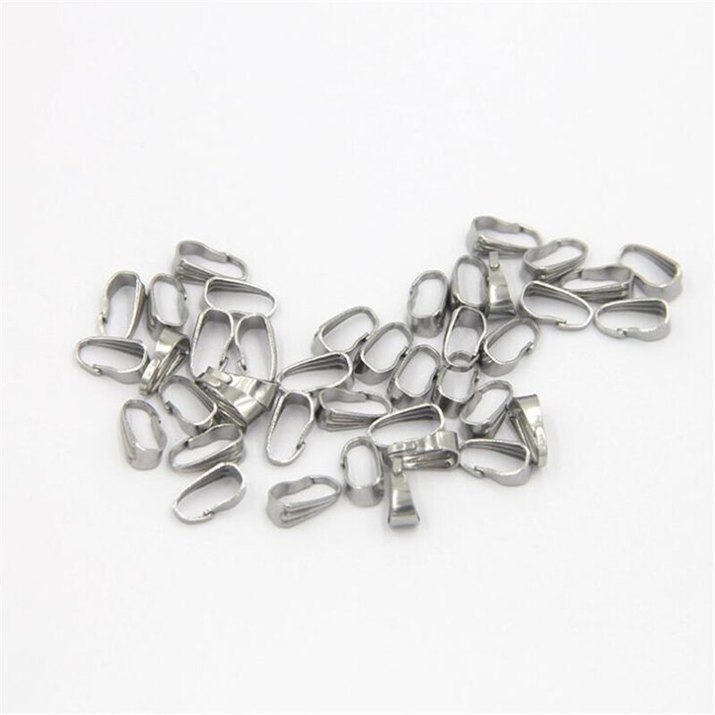 50pcs 304 Stainless Steel Snap Bail Hook Pinch Clip Pendant Connectors for Necklace Jewelry DIY Craft Making