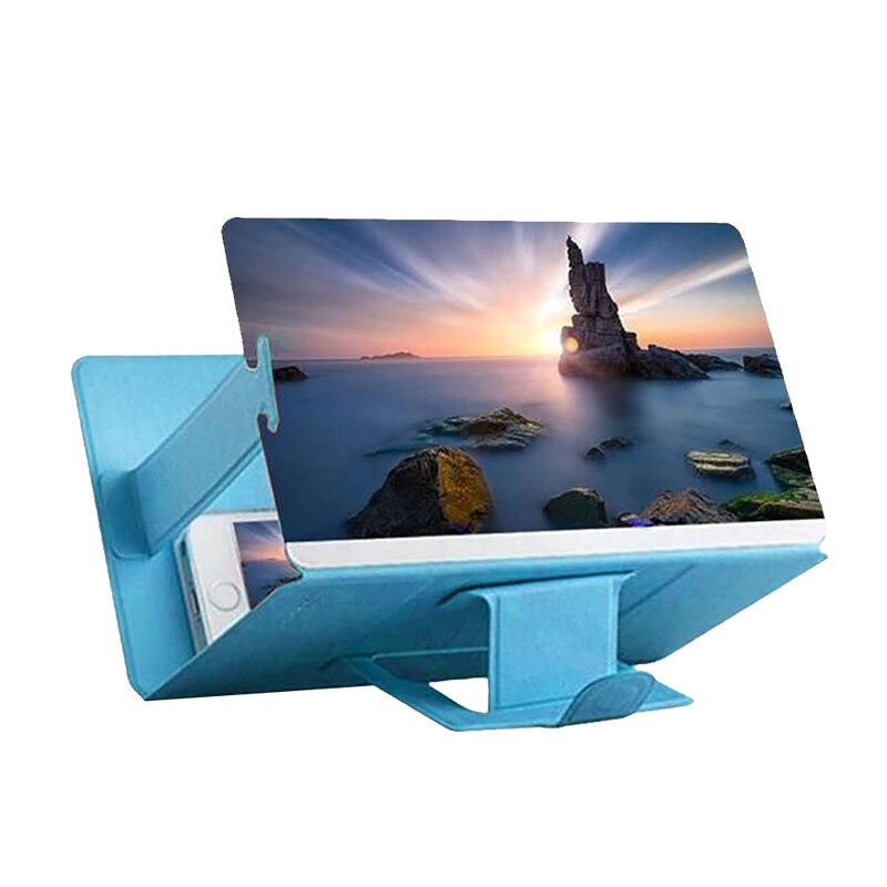 Desktop Telefoon Houder Stand Universele Mobiele Telefoon Screen Vergrootglas 3D Vergroter Vergrootglas Video Versterker Projector Beugel: Blue