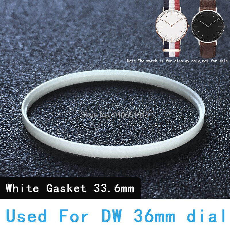 Guarnizione per orologio nera bianca DW 37.6 33.8 33.6 31.3 30.3 29.5 23.6mm diametro utilizzato per cassa frontale vetro rondella di plastica orologio sostituire parte: bianca 33.6mm