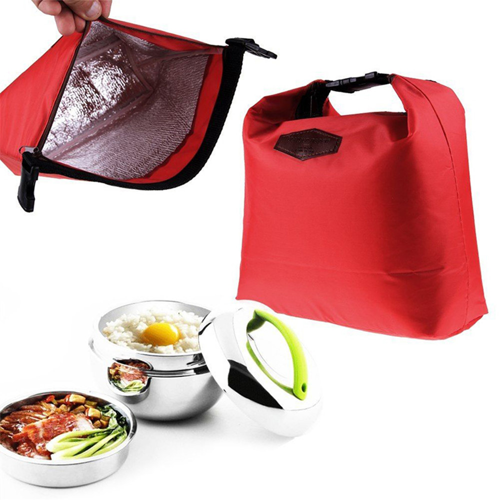 Bolso de mano, bolsas de almuerzo, bolsa con aislante portátil, bolsa de almacenamiento impermeable para alimentos, bolsas de almacenamiento para comida escolar para estudiantes: Rojo