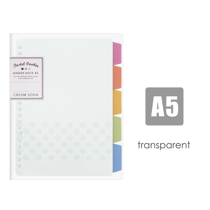 JIANWU japan KOKUYO Macaron note book loose leaf inner core A5 B5 notebook diary plan binder office school supplies ring binder: A5 transparent